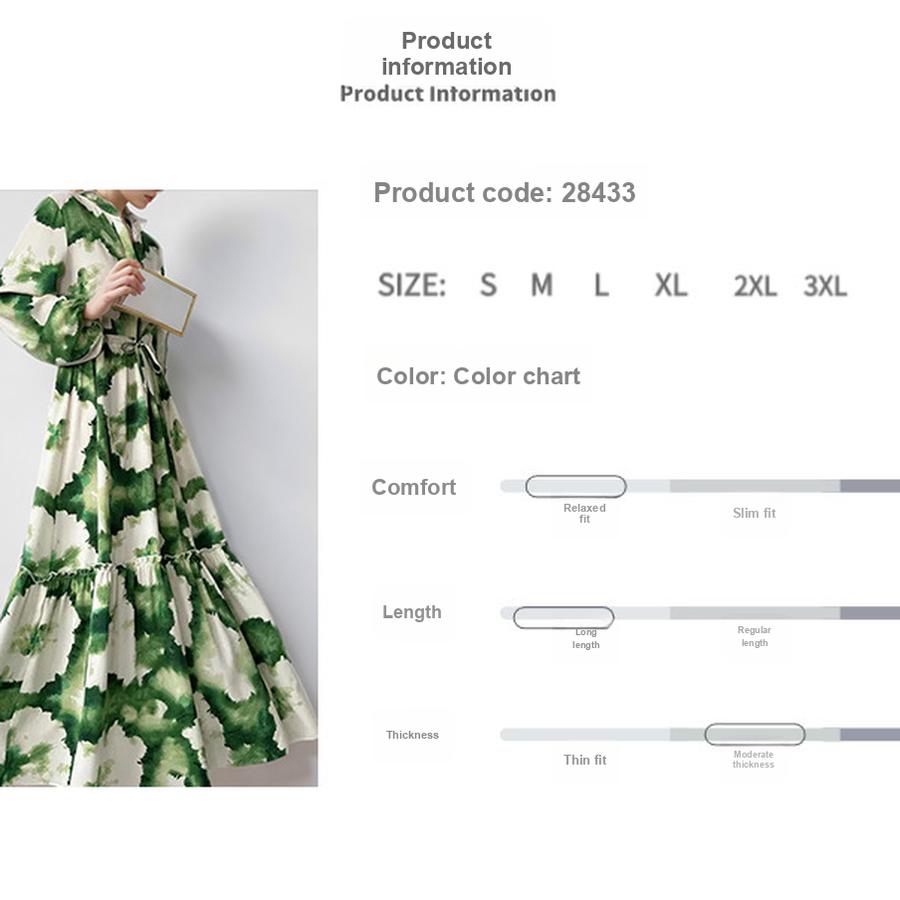 New Women's Fashion Printed Dress V-Neck Maxi Dress