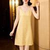 Spring and Summer Jacquard Satin Nightgown Women Can Wear It Outside with a Suit Inside, Elegant Temperament, Suspender Nightgown Skirt