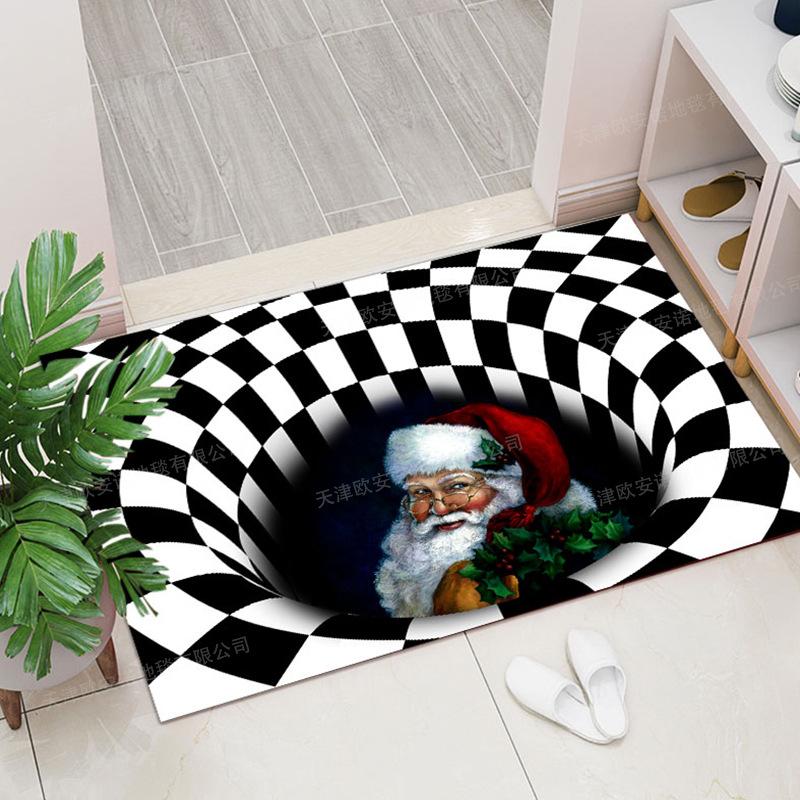 3D Stun Carpet Pattern Washable Bedroom Living Room Coffee Table Carpet Black And White Trap Floor Mat Home Decoration