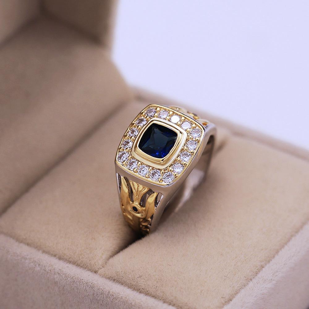 Anel de Luxo 925 para Homens Safira Natural de 2 Quilates com Joias de Diamante Anéis de Bijuteria Anéis de Pedras Preciosas Caixa