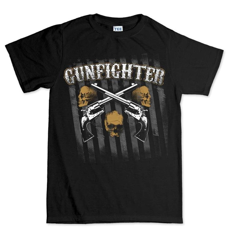 skull gun Unisexs cotton tshirt vintage rugged style black S