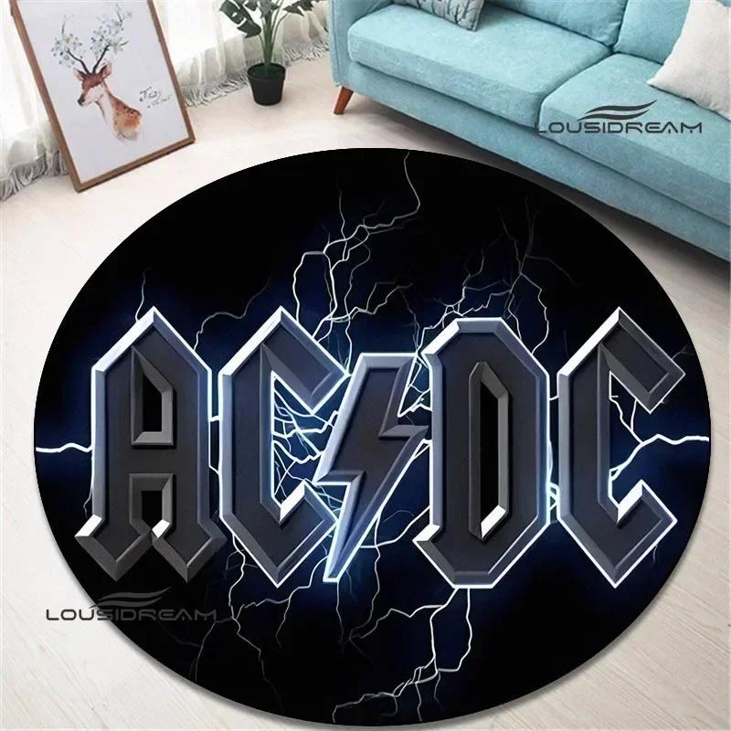 Rocková kapela AC/DC retro potištěný kulatý koberec ložnice krásný koberec protiskluzová rohožka pod dveře podlahové rohože kusový koberec narozeninový dárek