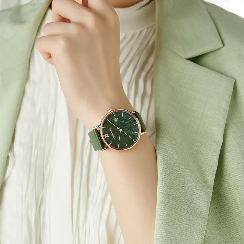 Julius New Watch Women's Patchwork Color Large Dial Calendar Trendy Intellectual Fashion Korean Style Pattern Women's Watch