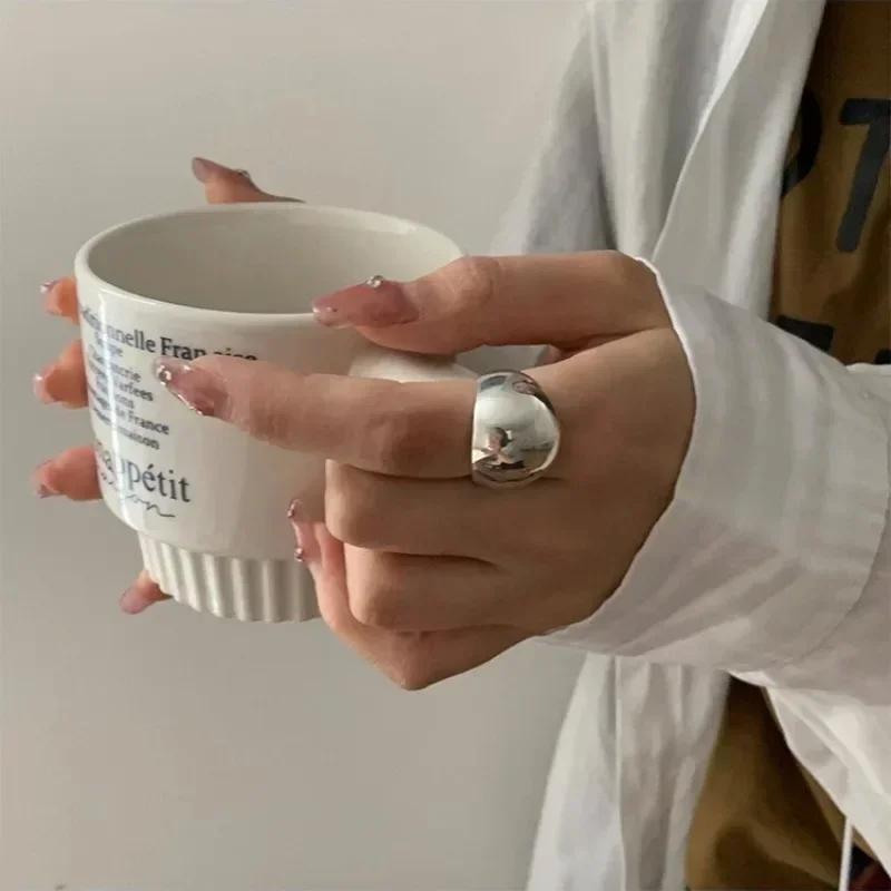Anillo de Plata de Ley 925 Diseño Suave Ajustable Joyería Punk Minimalista Regalo de Personalidad Creativa Para Uso Diario de Mujer
