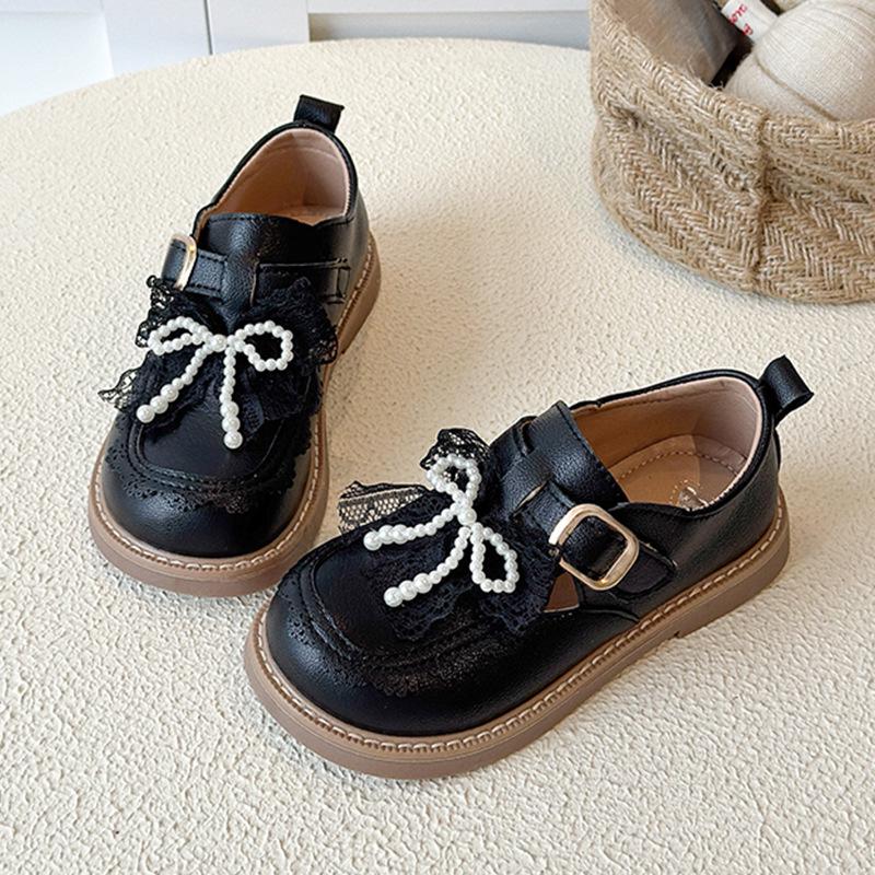 

Весенне-осенние кожаные туфли для девочек с бантом - Мягкая подошва, Жемчужная сетка, Стиль принцессы Full set sizes 26-30, 5 pairs чёрный