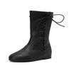 Vintage British Women's Short Boots Flat-bottomed Lace-up Women's Medium Boots Autumn and Winter Chelsea Short Boots Fashion Martin Boots