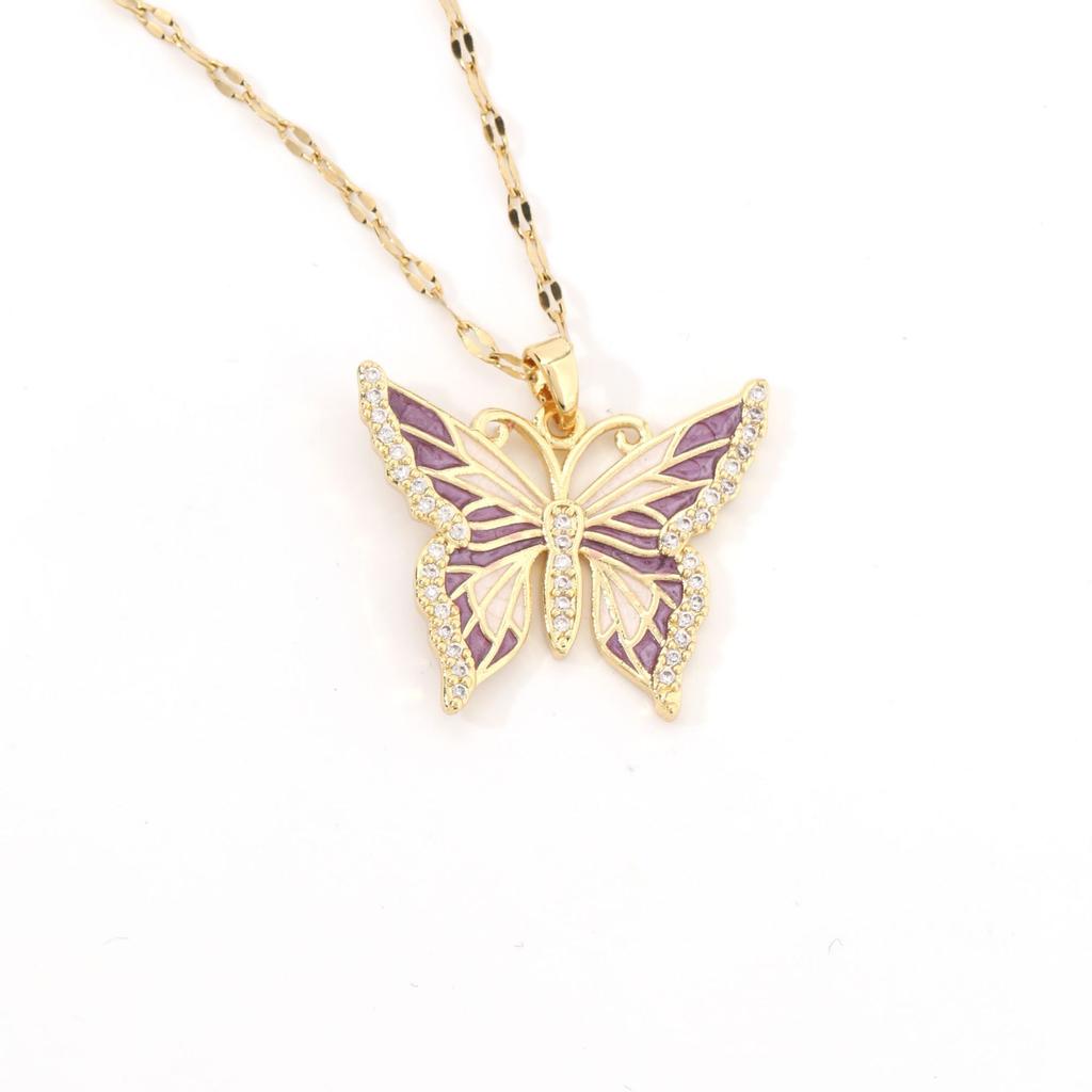 Xiulu Butterfly Necklace Women'S Simple Ol Fresh Natural Symphony Pendant