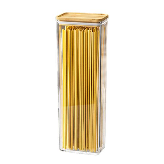 Sealed Grain Container Airtight Storage Container with Wooden Lid Transparent Food Canister for Dry Goods Snacks Tea Leaves Beans Kitchen Pantry