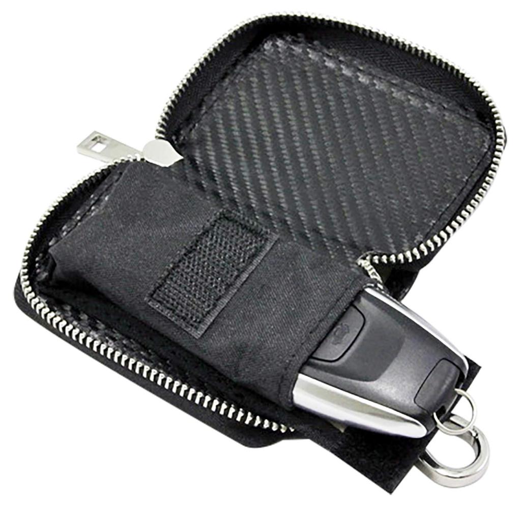Kashimura Relay Attack Prevention Key Case with Belt Loop Attachment Carbon Radio Wave Blocking Fabric Hook, Fiber-Look Material, Double-Layered