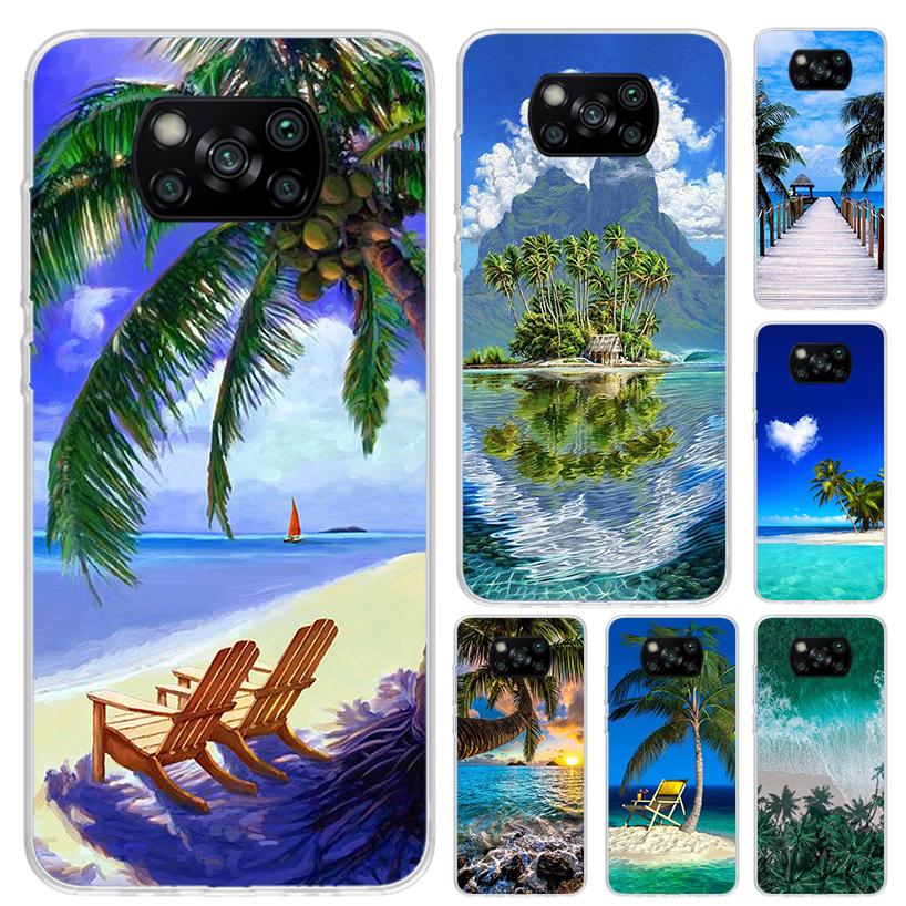Summer Beach Sunset Sea Palm Tree Phone Case for Xiaomi Poco X5 X6 X7 Pro F7 Ultra M7 Redmi 15 15C 13 13C 12 12C 10 10A 10C 9 9A