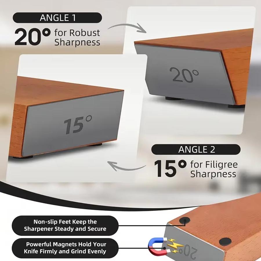 Kit Affilacoltelli a Rullo per Affilare Coltelli a Lama Dritta a Rullo con Angoli Magnetici di 15° e 20° per Coltelli Pietra per Affilare