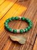 Malachite Bracelet Beaded 10mm Green Stone Natural with Stainless Steel Cylindrical Beads for Energy Healing Reiki Charm Jewelry