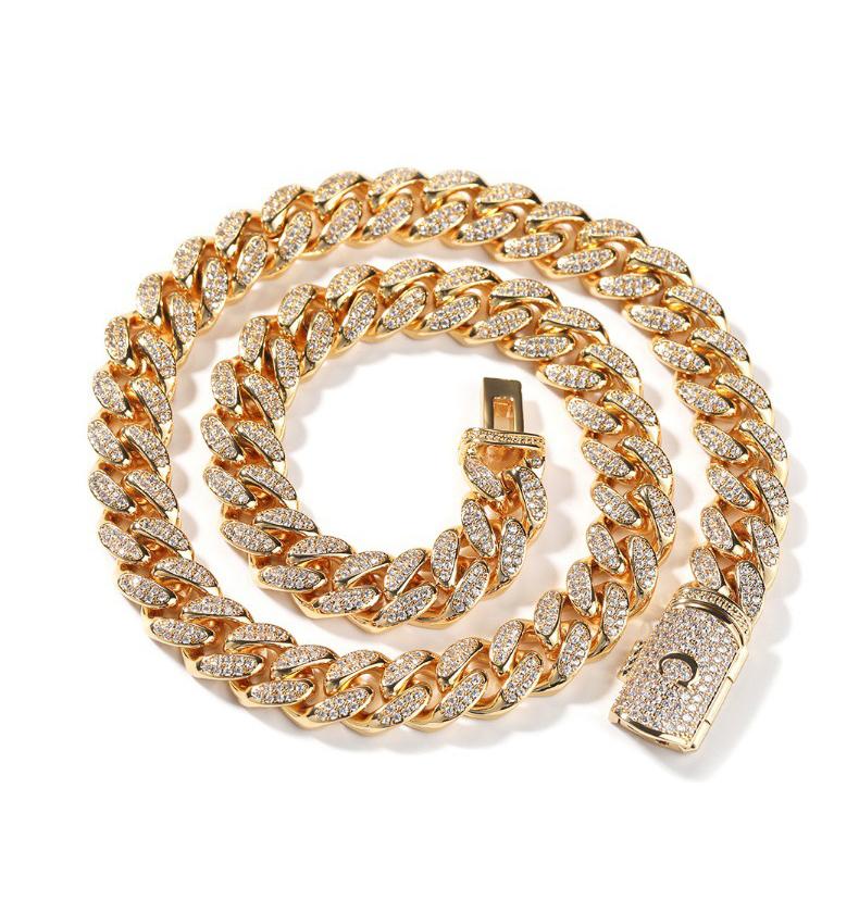 New Trendy 12mm Hip Hop Brass Cuban Link Chain Necklace for Men Engraved Iced Out Zircon for Weddings Parties and Gifts