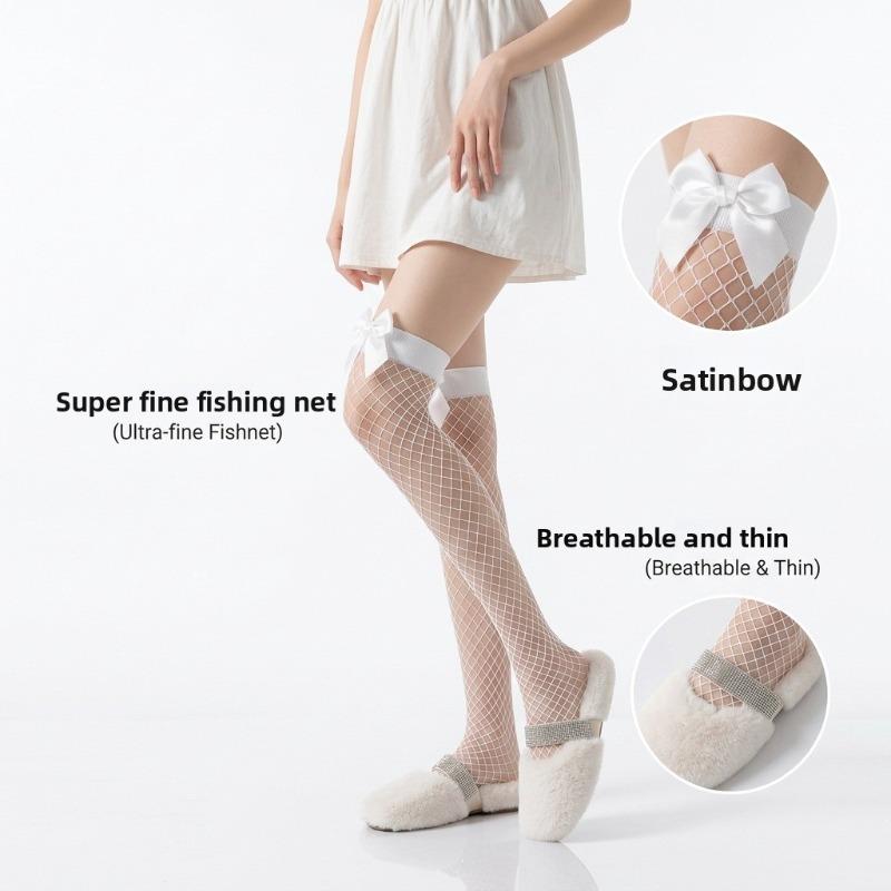 Breathable bow-knit stockings for beautiful skin, brightening effect, sexy appearance, making legs look longer and shaping the figure - mesh stockings
