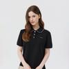 MARTINE GOLF Lace Trim Collar T-Shirt_Black
