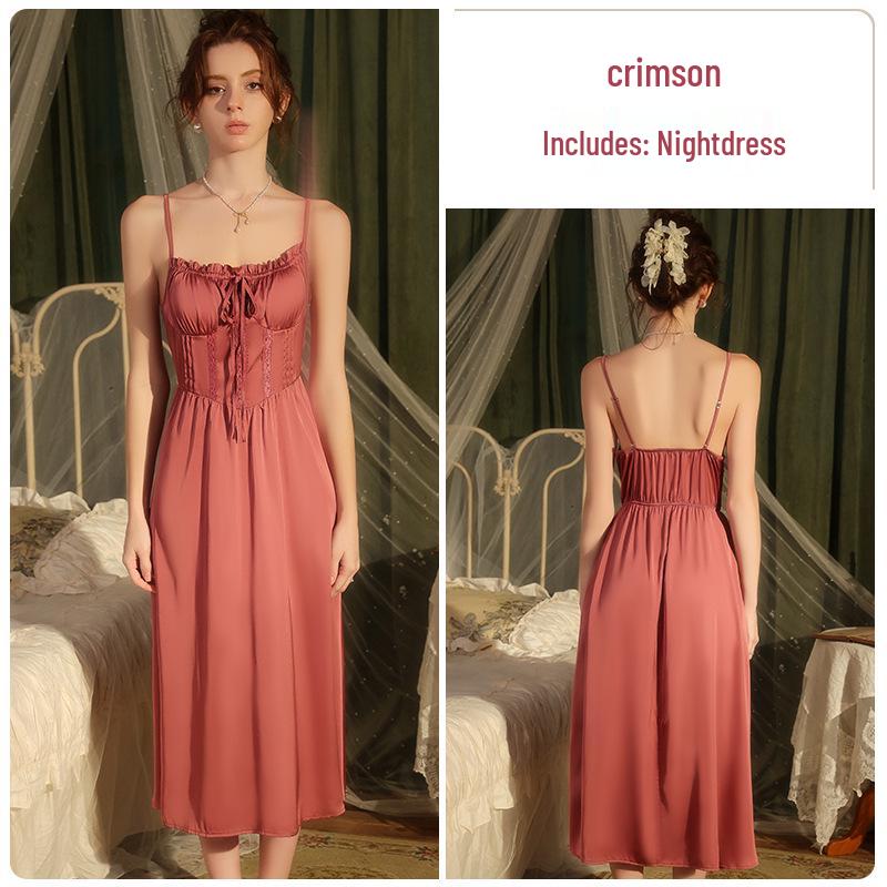 

Guiruo Комплект ночной рубашки с глубоким V-образным вырезом и кружевной отделкой, с нагрудными подушечками Medium