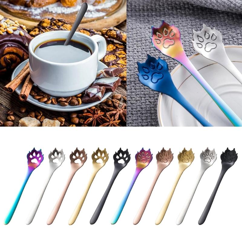 Stainless Steel Coffee Spoon Cat Paw Spoon Cake Milk Powder Scoop Baking Spoons Stirring Spoon Kitchen Tableware Tool