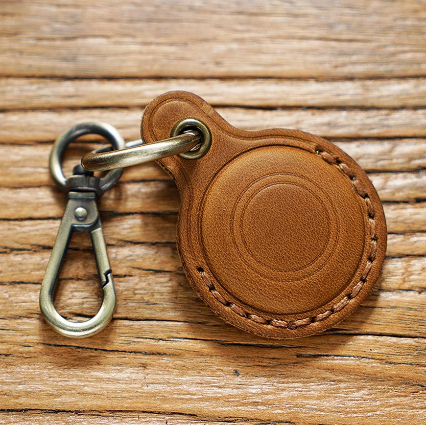 Genuine Leather Pet Anti-Lost Keychain for Apple AirTag Tracker