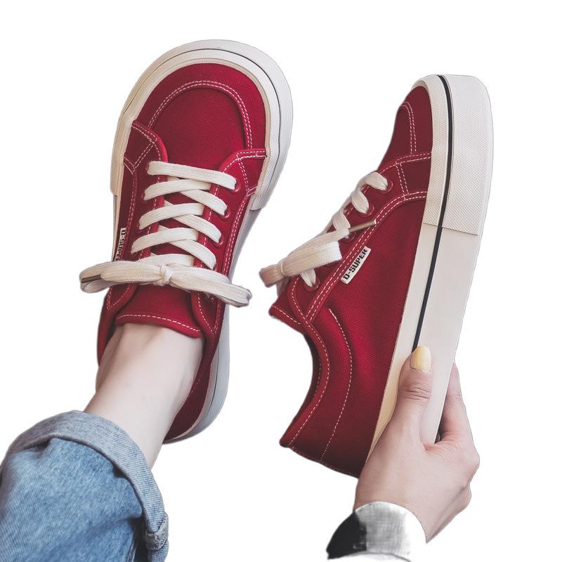 Mango head big head red canvas shoes new autumn temperament sneakers cloth shoes board shoes