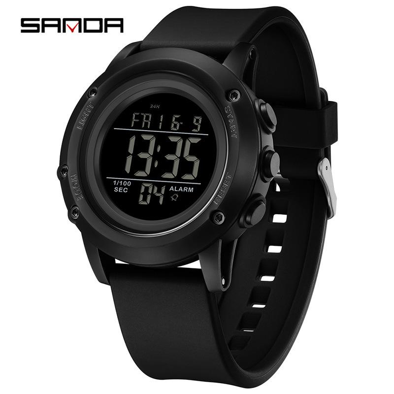 SANDA Outdoor Sports Watch LED Digital Display Electronic Watch Luminous Alarm Clock Trendy Electronic Watch