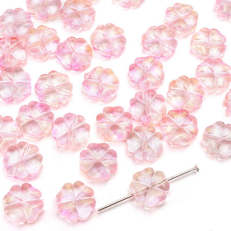 20 adet/torba 10mm cam çiçek boncuk Charm ara parça boncuk küpe kolye DIY takı yapımı