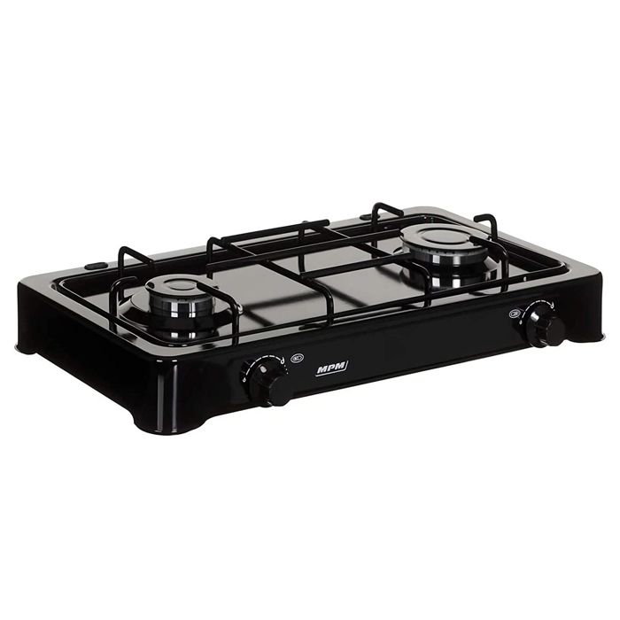 Cuisinière à gaz portable - MPM - KN-02/1KB - 2 brûleurs réglables - Noir - 3,9 kW