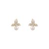 Light Luxury Camellia Design Stud Earrings Women's Fashion Pearl Earrings Without Ear Clips Versatile Mosquito Coil Disc Earrings