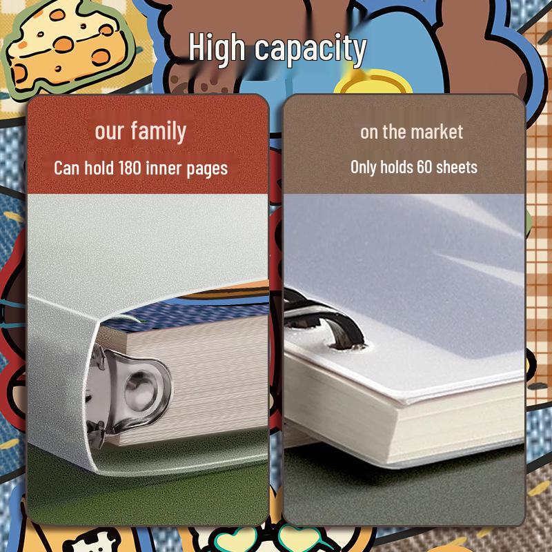 High-Value Denim Loose-Leaf Notebook, B5/A5 Detachable Iron Ring, Cartoon Design for Students