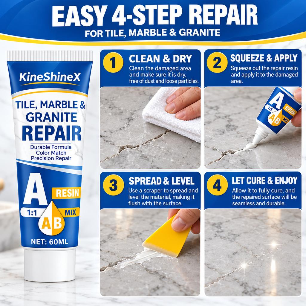 AB Stone Repair Resin Paste, Multi-surface Tile Marble Granite Crack Chip Repair Agent with Waterproof Durable Finish