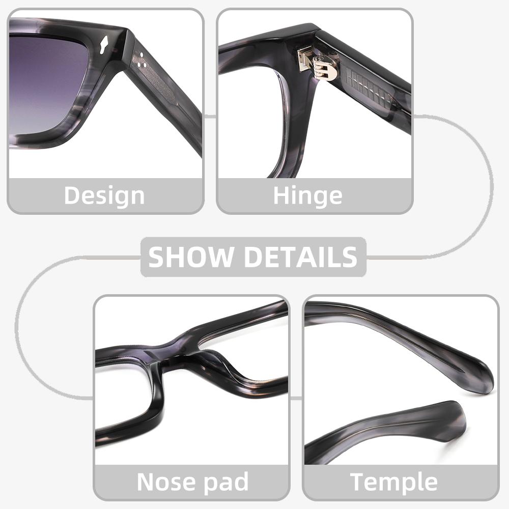 New Plate Glasses Frame Retro Square Men's Frame Luxury Brand Design Fashion Clunky Thick Wide Square Acetate Glasses Frame Men