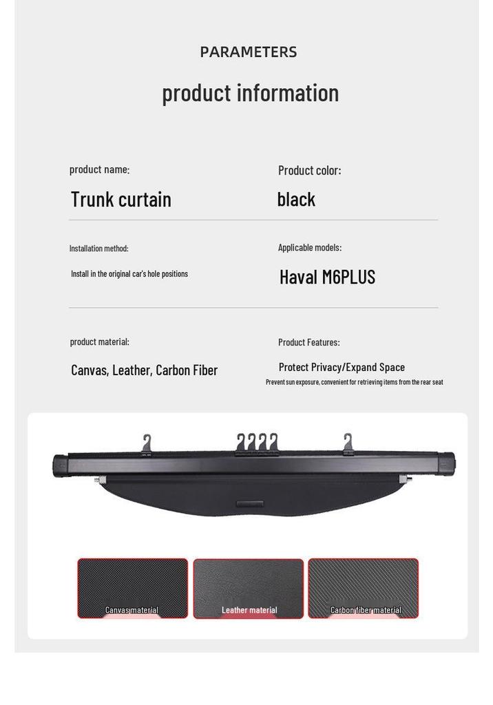 Haval M6 PLUS & H6/H6S National Tide Trunk Cargo Cover Sunshade