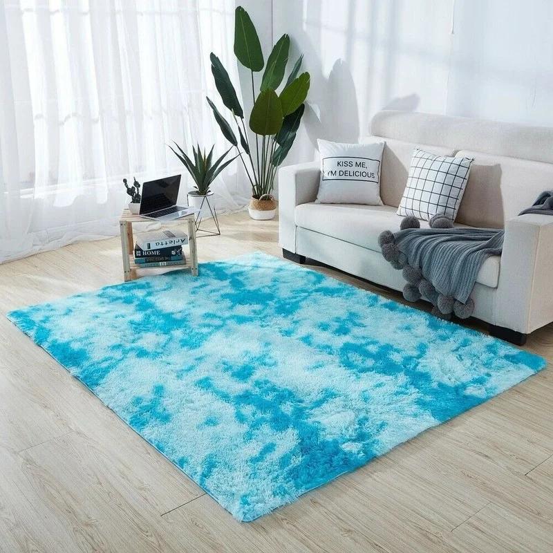 Rainbow Colorful Carpet Fluffy Rugs Tie Dyeing Soft Plush Shag Area Rug Anti-Slip Carpets For Living Room Bedroom Floor Mats