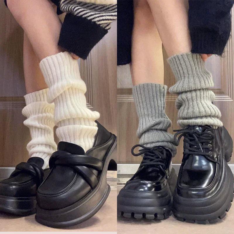 Girl Leg Warmers Women Medium Length Wool Knitted Foot Cover Arm Warmer Autumn Winter Crochet Heap Socks Boot Cuffs Stockings