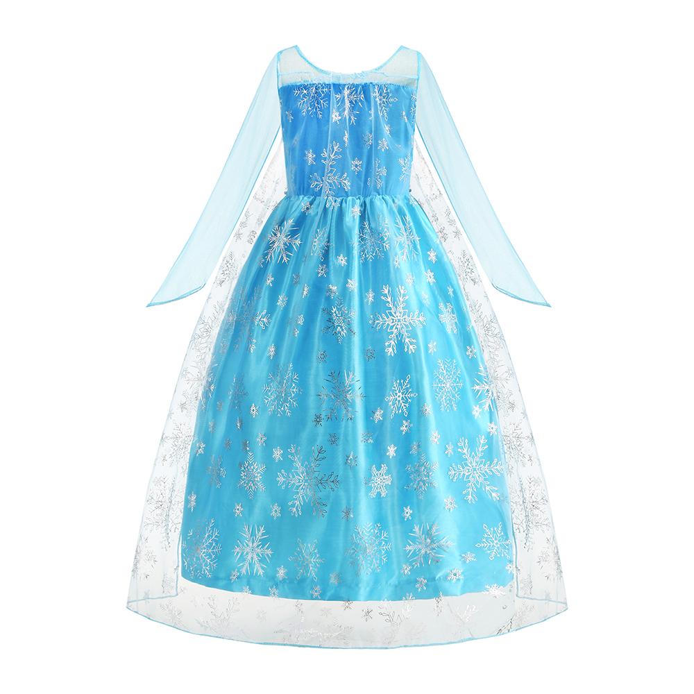 Vestidos Snow Queen Princess Dress Girls Costume Halloween Kids Role-play Carnival Children Birthday Party Dress