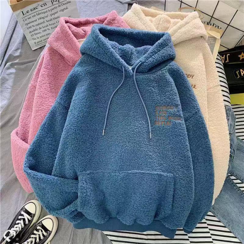 

300g Lambswool Women s Hoodie Jacket Set - Autumn/Winter Salt Style with Velvet Lining M королевский синий