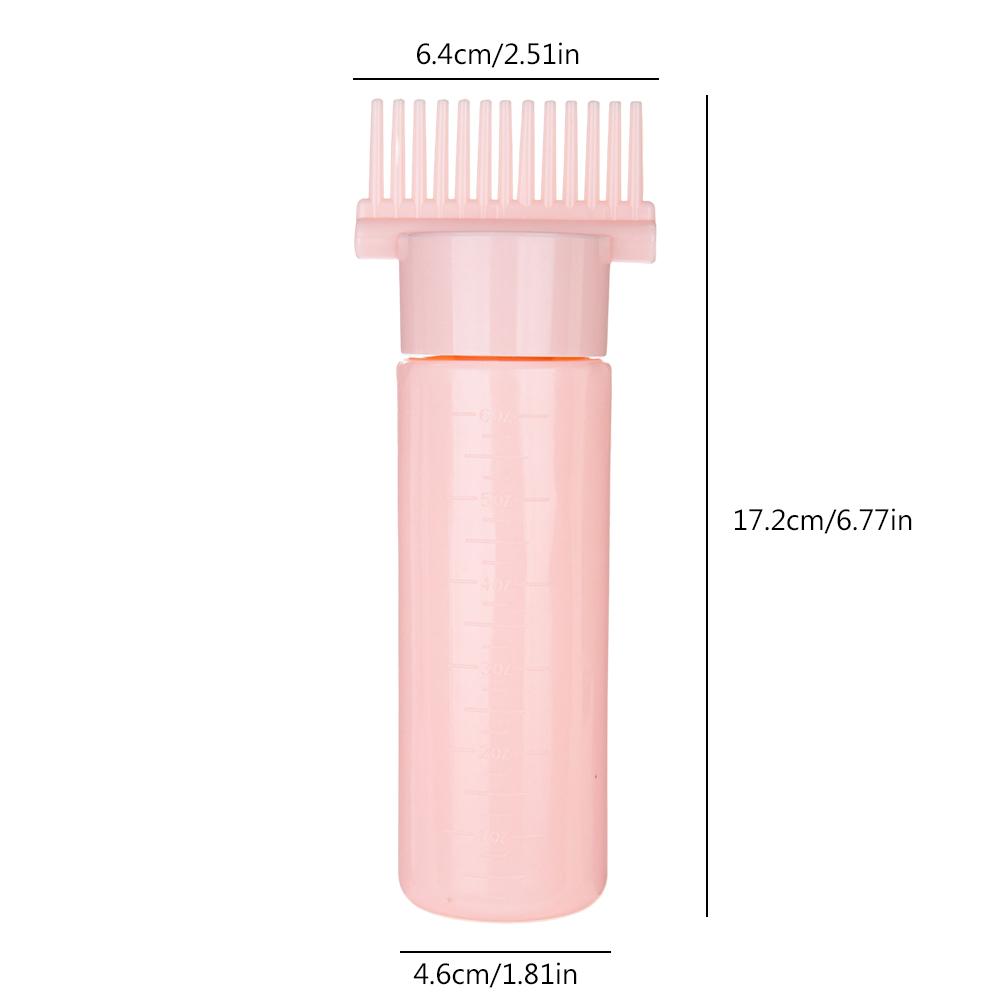180ml with Graduated Scale Empty Hair Comb Applicator Refillable Multicolor Root Comb Applicator Bottle for Hair Oil Salon Care