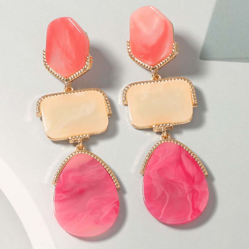 Bohemian Colorful Resin Pendant Earrings For Women Luxury Crystal Geometric Long Tassel Drop Earrings Statement Jewelry Gifts
