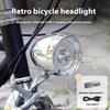 3LED Retro Bicycle Headlight Type-C Charging Vintage Classic Bikes HeadLamp 3 Light Modes Front Light Cycling Accessories