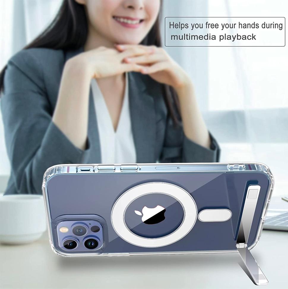 Magnetický kryt na telefon Stand Clear pro iPhone 17 Pro Max Air 13 12 Mini 16 15 14 11 Pouzdra s stojánkem Průhledný držák Kryt