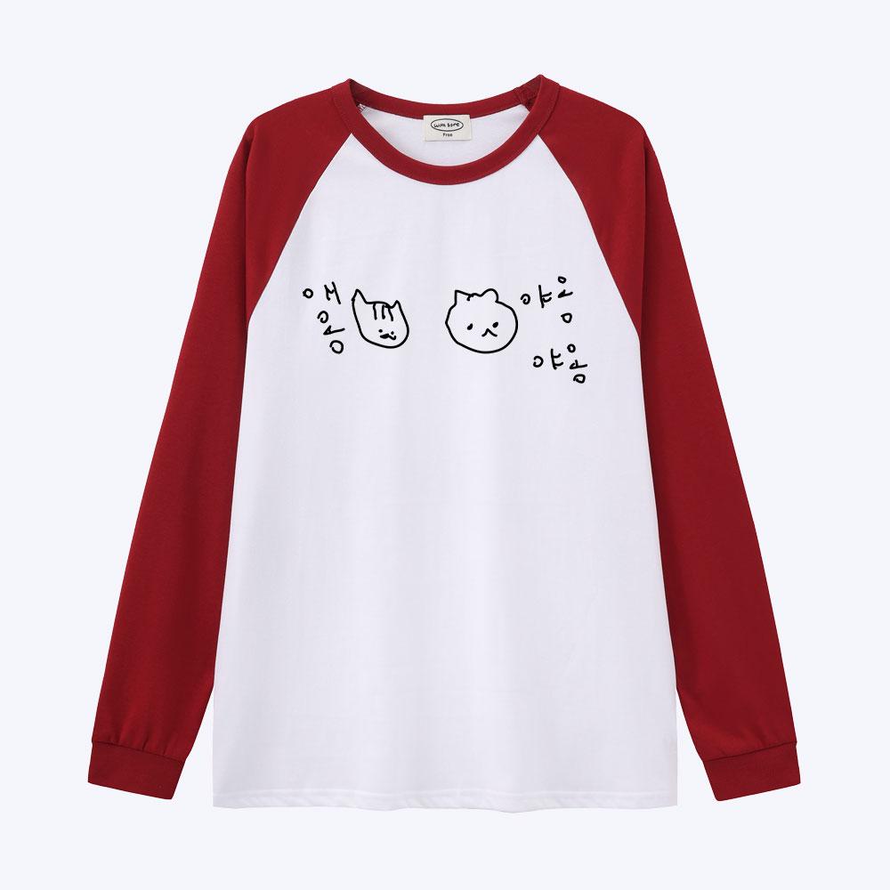 Wideusseom [Withsome Made] Messy Mara Kitty Meow Meow Cute Raglan T-Shirt