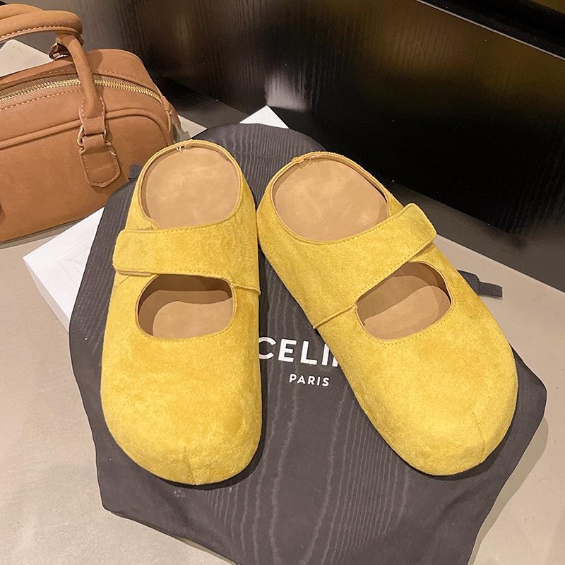 

Boken полутапочки ленивые одна педаль 2025 лето новые тапочки-мешки на толстой подошве женские повседневные женские туфли 40 лимонно-желтый