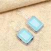 Pretty Blue Chalcedony Gemstone Handmade 925 Solid Sterling Silver Jewelry Earrings For Her