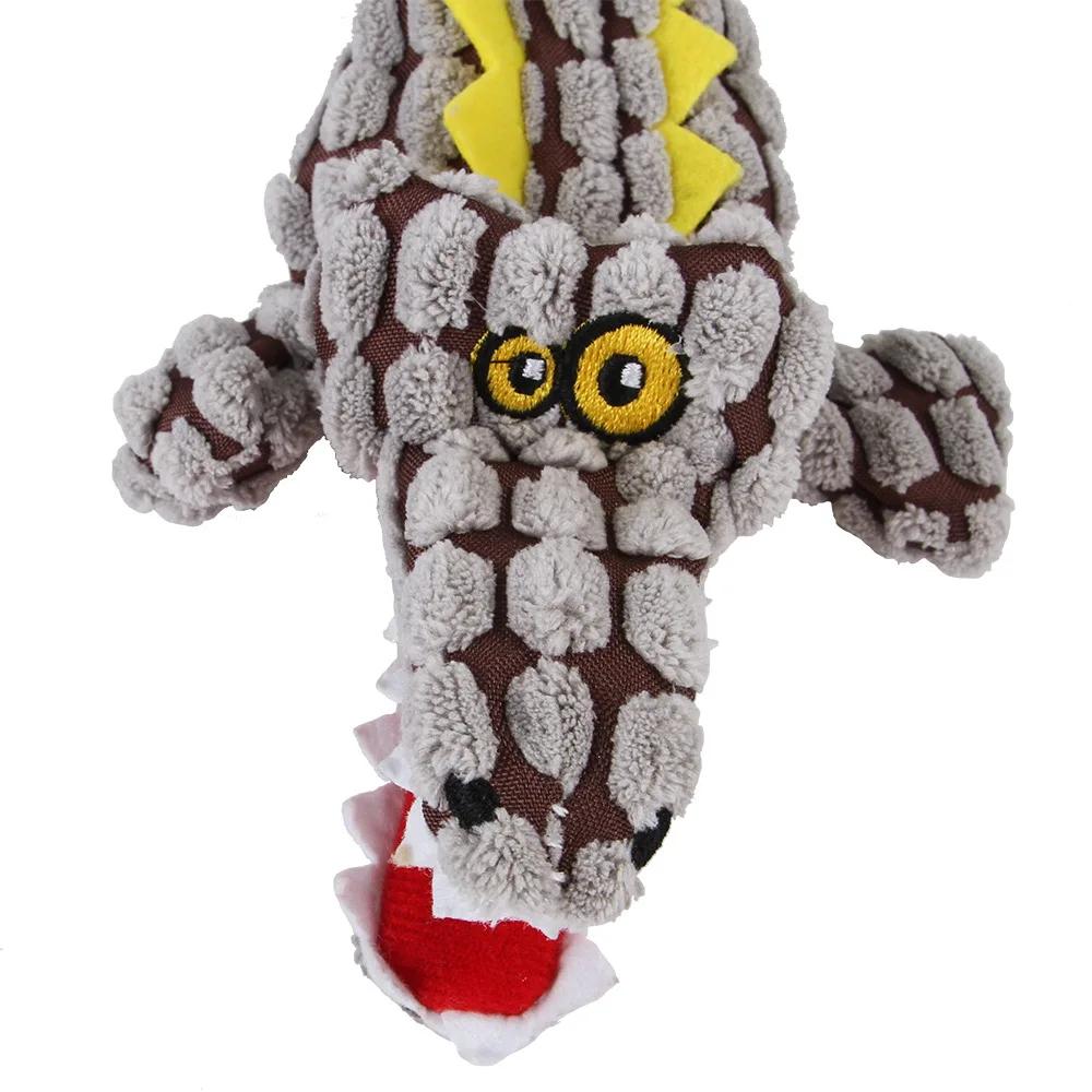 Plush Pet No Stuffing Dog Squeak Toys Crinkle Crocodile Dog Chew Toys for Small  Large Dogs  Toys