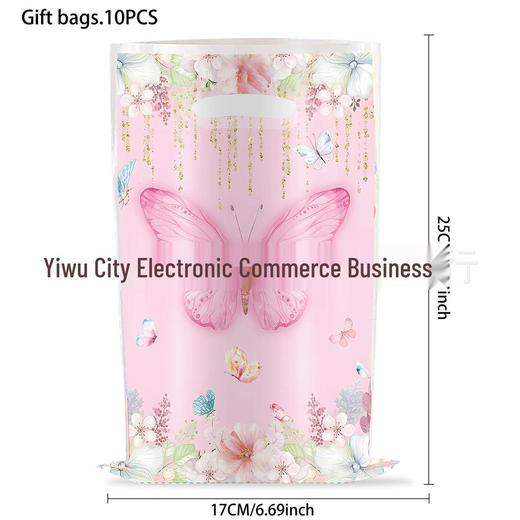 Pink Butterfly Birthday Party Tableware Set – Plates, Napkins, Tablecloth & Decorations