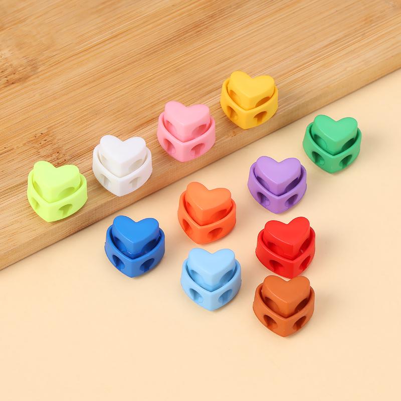 5Pcs Colorful Garment Stoppers Heart-Shaped Plastic Cord Locks Double Hole Spring Toggle Anti-Slip Stoppers Garment Accessories