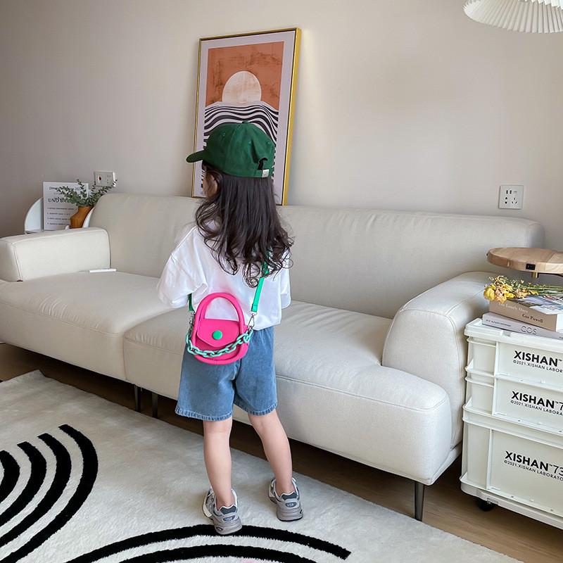 Stylish Korean Mini Shoulder Bag For Kids With Trendy Color Block Design And Breathable Features