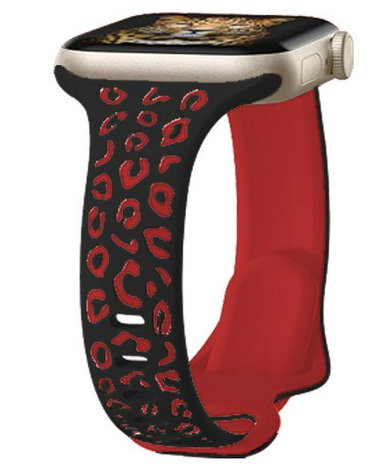 Dual-Color Leopard Print Silicone Strap for Apple Watch (Compatible with Series 1-9)