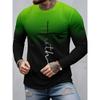 Autumn Round Neck Color Block 'Faith' Graphic 3D Printed T-shirts Fashionable Casual Long Sleeved Men's T-shirts