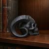 Personalized Goth Room Decor 3D Printed Goat Horn Skull Ornament, Gothic Ram Horned Devil Handmade Style Desktop Skull, Halloween Dark Statue for Home