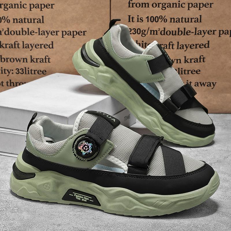

Outdoor Men s Sandals Fashion Mesh Men Casual Shoes Summer Non-slip Beach Shoes Hollow Breathable Lightweight Walking Sneakers 39 зелёный